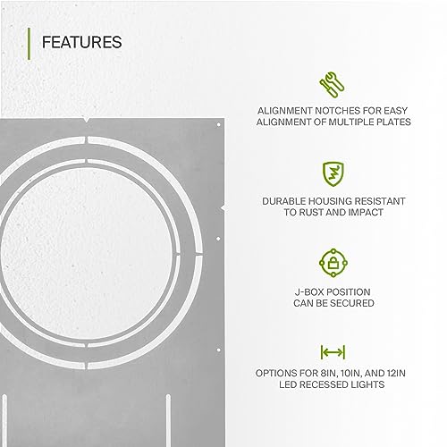ASD 24 Pack New Construction Mounting Plate Round Hole - 8/10/12 Inch Flat Galvanized Steel Wafer Light Rough In Plate, Universal Light Fixture Mounting Bracket for LED Recessed Lighting - color: Asymmetric 8-10-12", size: 24 Pack