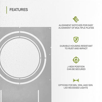 ASD 24 Pack New Construction Mounting Plate Round Hole - 8/10/12 Inch Flat Galvanized Steel Wafer Light Rough In Plate, Universal Light Fixture Mounting Bracket for LED Recessed Lighting - color: Asymmetric 8-10-12", size: 24 Pack
