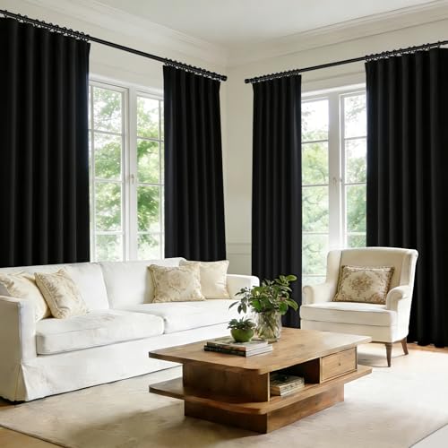 Room Divider Blackout Curtain Track Curtains Wall Dividers Panels Screen for Living Rooms Bedroom Office Privacy Partition Separation, W52 × L84 Inch,1 Panel, Black - color: Black, size: 52"W x 84"L (Pack of 1)