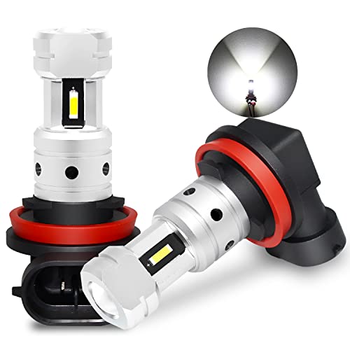 PHINLION H8 H11 LED Fog Light Bulb, 6000K Xenon White, 2 Pack - color: White