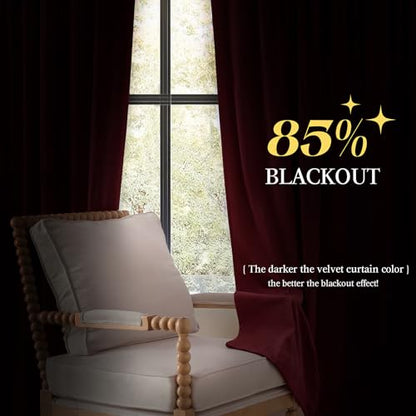 P Pothuiny Burgundy Blackout Velvet Curtains 84 Inches Long 2 Panels - color: Burgundy, size: 52"W x 84"L (Pack of 2)