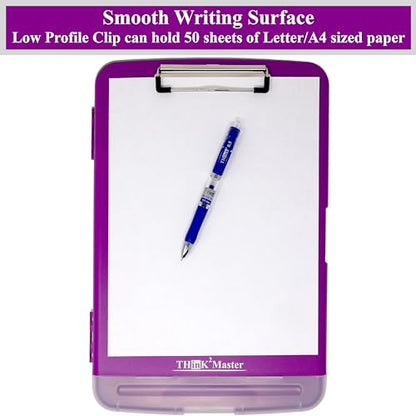 Think2Master Purple Plastic Storage Clipboard with Pencil Holder. | 25% Heavier & 25% Sturdier| Heavy Duty. Must Have for Nurses, Teachers & Classrooms. - style: Purple