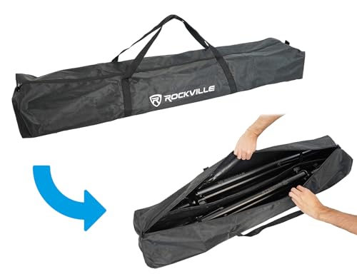Rockville RVSS3 Pair V2 Tripod Push Button DJ PA Speaker Stands | Air Assist Lowering, All-Metal Design, 47"-81" Height, 130 lb Capacity, Travel Bag Included, 35mm Tube