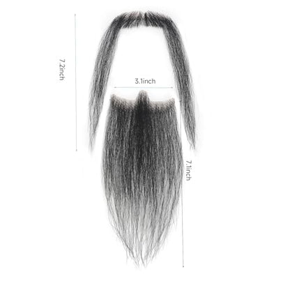 Hand-Tied Human Hair Fake Beard and Mustache for Costumes and Theater | Hand-knotted human hair on lightweight lace creates natural-looking facial hair for costumes, cosplay, theater and film - color: Style 5--black