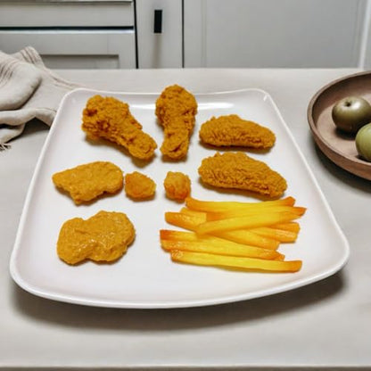 17pcs Artificial Fake Fried Food Model Set, Included Fake Fried Chicken Leg &Wing&Nuggets&Popcorn and Fake Fries,Simulation Fried Food Photography Display Props - color: 17pcs Fake Fried Food Model Set