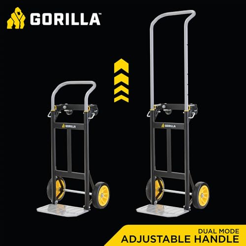 Gorilla Heavy Duty Convertible Steel Hand Truck, 600 lb Capacity | Convertible steel hand truck for movers who need both an upright dolly and a flatbed rolling platform cart on the job.