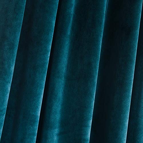 Roslynwood Velvet Peacock Blue Curtain 63 inches Long - Curtains Block Light Rod Pocket Thermal Insulated Window Drapes Set for Living Room/Bedroom/Dining Room,W52 x L63, 2 Panels - color: Peacock Blue, size: 52"W x 63"L (Pack of 2)