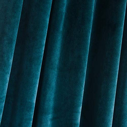 Roslynwood Velvet Peacock Blue Curtain 63 inches Long - Curtains Block Light Rod Pocket Thermal Insulated Window Drapes Set for Living Room/Bedroom/Dining Room,W52 x L63, 2 Panels - color: Peacock Blue, size: 52"W x 63"L (Pack of 2)
