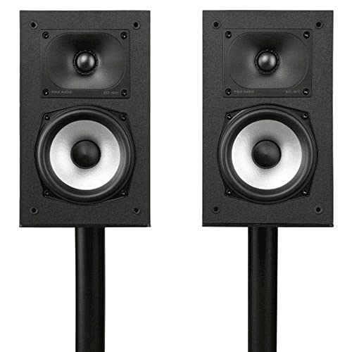 Polk Monitor XT15 Pair of Bookshelf or Surround Sound Speakers - Hi-Res Audio Certified, Dolby Atmos & DTS:X Compatible, 1" Terylene Tweeter & 5.25" Dynamically Balanced Woofer (Pair, Midnight Black) - style: Surround Speakers w/ 5.25" Woofer - Pair (XT15