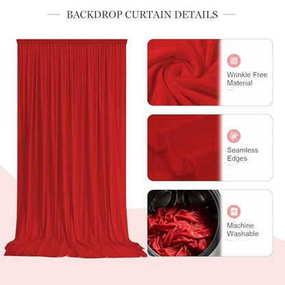 20ft x 10ft Red Wrinkle-Free Backdrop Curtains, Fabric Photo Drapes for Christmas Party Valentine’s Day New Year Patriotic Holidays 4th of July Birthday Photography Background - color: Red, size: 20FTx10FT (W5'xH10', 4 Panels)