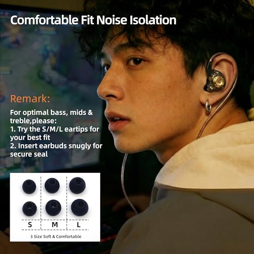 HJX QKZ AK6 SRS Wired IEM for Gaming Earbuds with MIC, in Ear Monitor Headphones, Deep Bass Sound, 1DD 11mm Dynamic Driver, IEM for Music Video Calling (Black) - color: Black