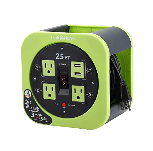 Link2Home 4 Reel and USB. 25ft Cable Green - color: Green