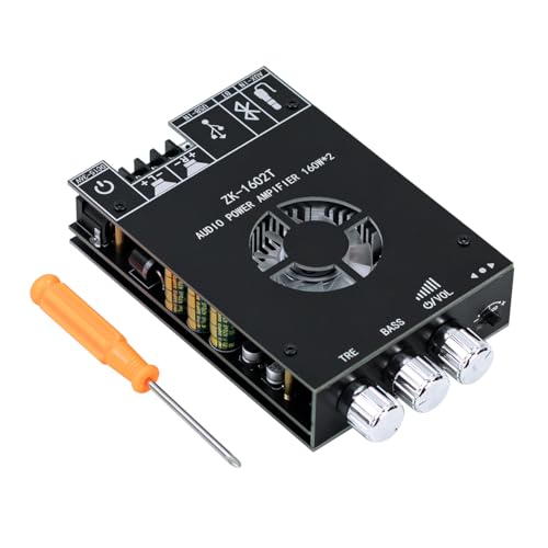 Hosyond ZK-1602T Bluetooth Amplifier Board, 2.0 Channel 160W+160W Stereo Audio Amp with Treble & Bass Control, DC 15-36V Power Supply, Bluetooth 5.0 & AUX Inputs for Home DIY Speakers - style: ZK-1602T