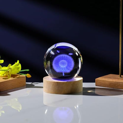 3D Dandelion Gifts for Women Crystals Ball - Flower Figurines Decor Glass Figurine Dandelion Stuff for Room Birthday for Best Friend Lovers Keepsake Paperweight - style: Dandelion
