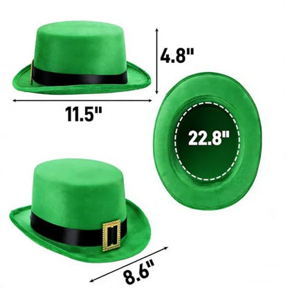 Pumtus 4 Pack Green Felt Top Hats, Formal Hat with Buckle, Magician Victorian Dress Up Headwear, Tall Costume Hat, Irish Party Accessories for Parade, Men & Women
