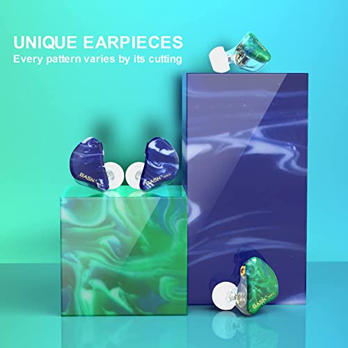 BASN MMCX in Ear Monitor Headphones for Musicians (Ice Blue) - color: Ice Blue