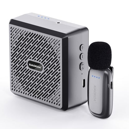 Wireless Lavalier Microphone with Voice Amplifier for Teachers | Bluetooth Speaker with Lapel Mic, Charging Portable Mini Mics, 2.4G Clip Microphones System for Tour Guides Fitness Meetings - color: K5-B