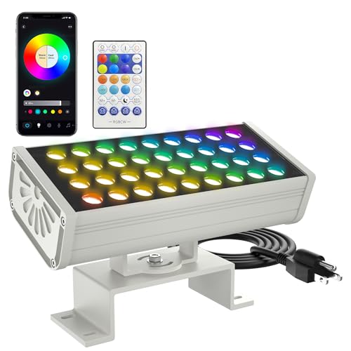 Smart Flood Light, Outdoor LED Light Bar, RGBCW Color Changing, 2700K-6500K Dimmable, IP65 Waterproof, App & Voice Control, Music Sync, Group Timer, Wall Washer Landscape Spotlight - size: 5*36W RGB+Tunable White(2700-6500K)