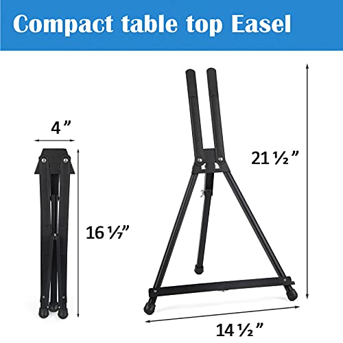 Falling in Art 8 Pack 15" to 21" Tabletop Easel for Painting &Display | Black Aluminum Tripod with Rubber Feet, Holds Canvas, Paintings, Books, Photos, Signs - style: 8 PACK