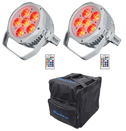 Rockville Best PAR H2O White Par Lights 2-Pack Bundle with RLB40 Travel Bag