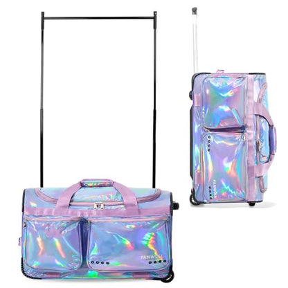 Fanwoli 28" Dance Bag with Garment Rack, Waterproof Competition Duffel - color: Mermaid Seablue