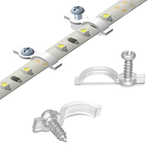 GRIVER 100 Pack Strip Light Mounting Brackets,Fixing Clips,One-Side Fixing,100 Screws Included (Ideal for 10mm Wide Waterproof Strip Lights) - style: For 10mm Wide Waterproof Strip Lights