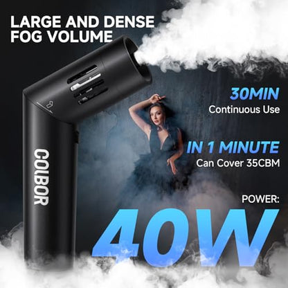 COLBOR Portable Fog Machine 40W with Remote Control, CF5 Mini Handheld Smoke Machine for Photography, Small Fogger Haze Maker for Indoor Outdoor Halloween Party Cosplay, Rechargeable Fog Machine - size: Fog Machine CF5