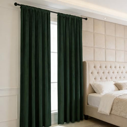 nanbowang Dark Green Velvet Curtains - 42 Inches Width 96 Inches Long Soft Curtain Rod Pocket Thermal Insulated Window Treatment for Bedroom 2 Panels - color: Dark Green, size: 42"W x 96"L (Pack of 2)
