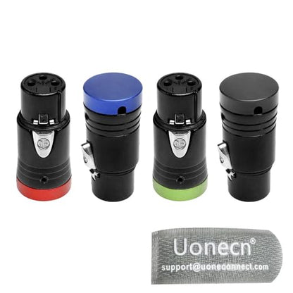 Uonecn Low-Profile XLR 3Pin Connector, Right Angle XLR Female, Low Profile XLR Splitter for Audio Devices Black Red Blue Green(4-Piece Set) Package Includes Screw Wrench - color: 4 color, style: LP-XLR 3pin Female
