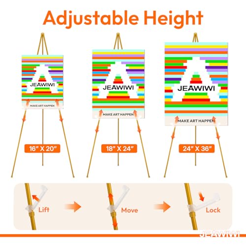 JEAWIWI 8 Pcs Lightweight Easel Stand, 66 Inch, Gold, with Portable Bags - color: Gold, size: 8 PCS