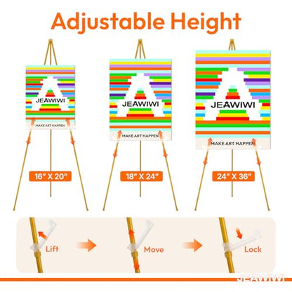 JEAWIWI 8 Pcs Lightweight Easel Stand, 66 Inch, Gold, with Portable Bags - color: Gold, size: 8 PCS