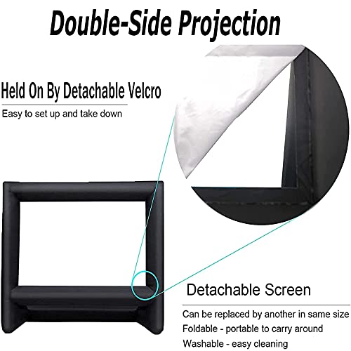 24 Feet Inflatable Projector Movie Screen Outdoor Indoor, Portable Blow Up Cinema Projection Screen, with Air Blower, Tie-Downs and Storage Bag, for Backyard Pool Party Movie Nights