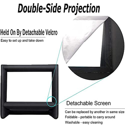 24 Feet Inflatable Projector Movie Screen Outdoor Indoor, Portable Blow Up Cinema Projection Screen, with Air Blower, Tie-Downs and Storage Bag, for Backyard Pool Party Movie Nights