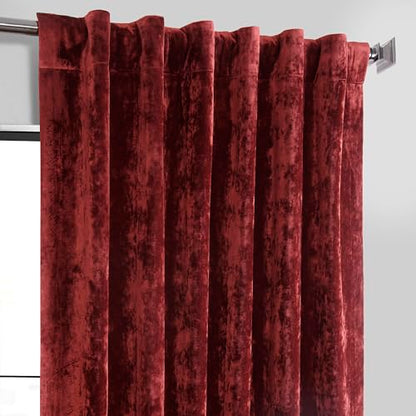 HPD Half Price Drapes Lush Crush Velvet Curtains - Room Darkening Curtain 84 Inches Long for Bedroom & Living Room, Luxury Look, Rod Pocket Design, (1 Panel), 50W x 84L, Ruby Red - color: Ruby Red, size: 50"W x 84"L (Pack of 1)