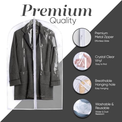Handy Laundry Clear Vinyl Garment Bag - Protect Your Clothing While Traveling & Dust Free While Hanging in Your Closet. Ideal for Coats, Suits, Dresses or Gowns - Set of 2 (24 X 42 Inches) - size: 24" x 42", style: Clear Vinyl