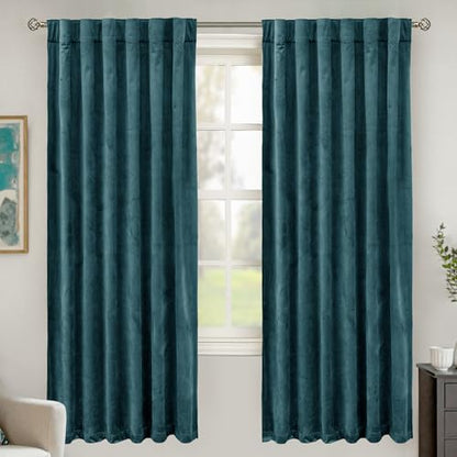 BGment Velvet Blackout Curtains for Bedroom, 2 Panels, 52 x 72 Inch, Teal - color: Teal, size: 52"W x 72"L (Pack of 2)