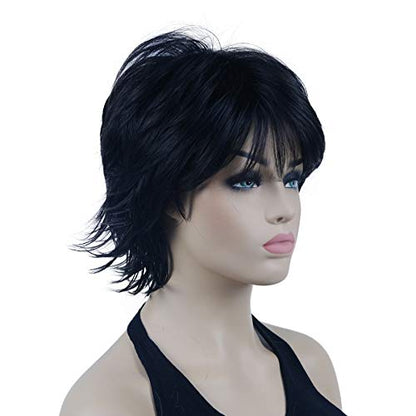 Lydell Short Layered Shaggy Wavy Full Synthetic Wigs (Natural black) - color: #2 Natural black