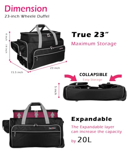 Dance Bag with Garment Rack,23inch Dance Competition Garment Bags with Clothes Rack,Suitcase,Rolling Duffle for Travel, Wheeled Drop-Bottom Upright Luggage Closet Suitcase(Expand-Grey) - color: 23inch Expand-Grey