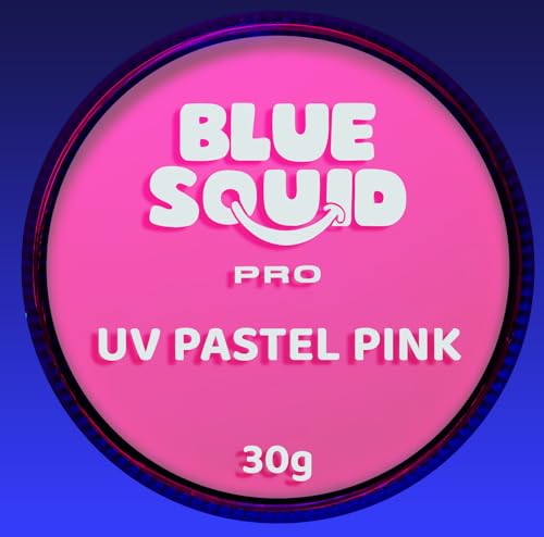 Blue Squid Face Paint Water Based Single Cake Professional Face Paint & Body Paint - Water Activated, Kids Adults Face Painting for Costume, Halloween Makeup, Cosplay - UV Pastel Pink Face Paint 30g - color: UV Pastel Pink