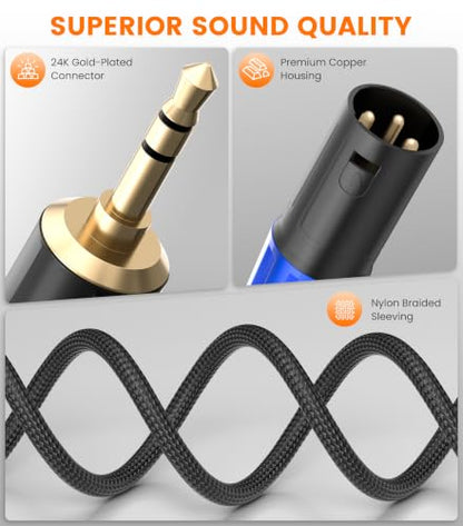 3.5mm to XLR Cable, 1/8 Inch to XLR Male to Male Audio Cord, 3.3FT | Unbalanced 1/8 inch 3.5mm TRS to XLR Male for Laptop Mixer Speaker, Gold-Plated, Flexible Braided & Hi-Fi OFC Shielded - size: 3.3 feet