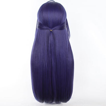 Anime Dark Blue Highlighting White wigs with Bangs Women 75cm/29in Long Straight wig half-up hairstyle for Adult Game Cosplay wig Halloween,Comic con,Party,Game Show - color: Deep Purple