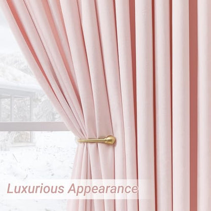 Baby Pink Velvet Curtains 80 Inches Wide for Nursery Kids Girls Bedroom Light Reducing Privacy Protect Window Drapes Thermal Insulated Pinch Pleat Drapes with Hooks 80x102 1 Panel - color: Baby Pink, size: 80"W x 102"L (Pack of 1)