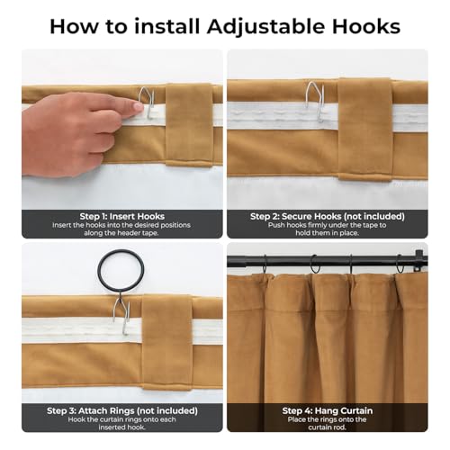 HPD Half Price Drapes Extra Wide Signature Blackout Velvet Curtains 84 Inch Long 1 Panel, 4-Pass Hotel Blackout Lined Window Curtains Thermal Blackout Curtains for Bedroom 100W x 84L, Amber Gold - color: Amber Gold, size: 100"W x 84"L (Pack of 1)