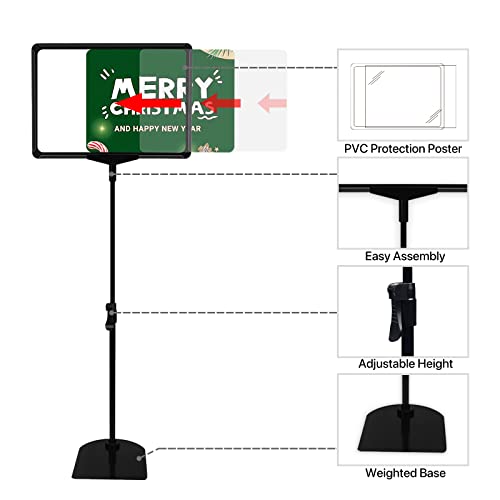 Sign Holder, Sign Stand with Adjustable Height Snap Open, Reusable Sign Holder 8.5x11 Inch, Vertical and Horizontal View Sign Holder Stand (Black, 4 Pack) - size: 8.5"x11"-4Pcs