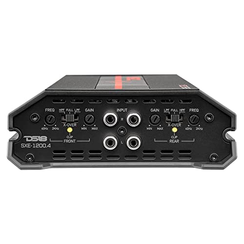 DS18 SXE-1200.4/BK Car Amplifier Stereo Full-Range Class A/B 4-Channel 60x4 RMS @4 OHM 1200 Watts - Powerful and Compact Amp for Speakers in Car Audio System - style: SXE-1200.4/BK