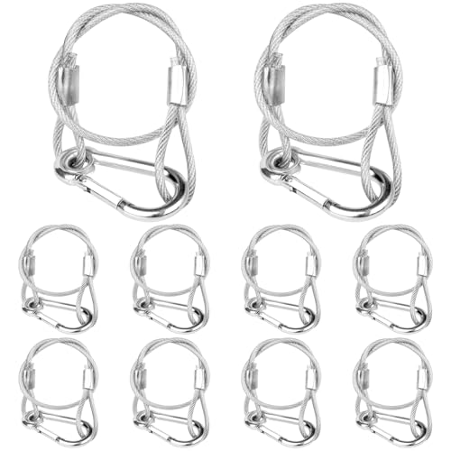 Mad Owl Safety Rope Fixing Device, Stage Light Safety Cable,Transparent Rope Head Truss Accessories Clamp Hook, 0.12 inches Diameter, 11.8 inches Length, (Pack of 10 White) - size: 10P 3mm/0.118"-30cm/11.81"
