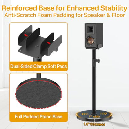 Speaker Stands Pair for Klipsch Bookshelf Speaker Stands, Height Adjustable Extend 29” to 37.5”, Dual Side Clamp Surround Speaker Stand for Klipsch R-51PM R-51M RP-600M RP-500M with Cable Management