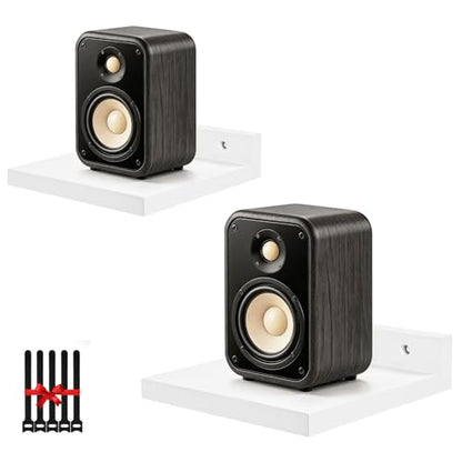 Surround Sound Speaker Stand, Set of 2 Universal Small Speaker Mount Speaker Shelf for Samsung, Roku, Sony, JBL, Vizio, LG - color: White