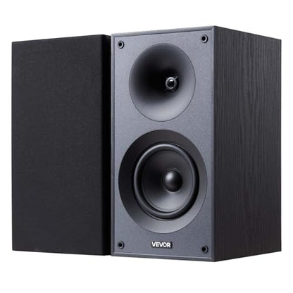 VEVOR Passive Bookshelf Speaker, 300W, Book Shelf Stereo Speakers with 5.25-Inch Woofer and 1-Inch Tweeter, Detachable Grille, 65Hz-20KHz Frequency Response, Wooden Enclosure,for Home Theater (1 Pair) - size: 5.25 Inch, style: Passive Bookshelf Speakers