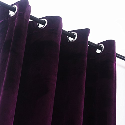 Cherry Home Set of 2 Velvet Flannel Room Darkening Blackout Curtains Panels Drapes Grommet 52 Wide by 108 Long Purple for Living Room - color: Purple, size: 78.7"W x 118.1"L (Pack of 1)